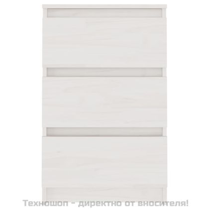 Нощни шкафчета, 2 бр, бели, 40x29,5x64 см, борово дърво масив
