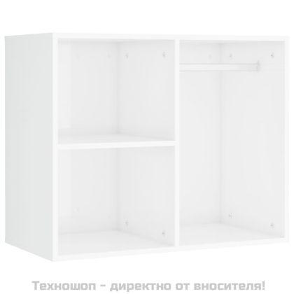 Комплект тоалетка с LED, бял гланц, инженерно дърво