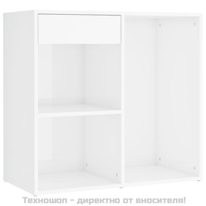 Комплект тоалетка с LED, бял гланц, инженерно дърво