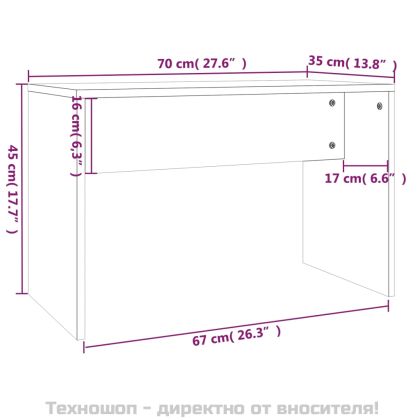 Табуретка за тоалетка бял гланц 70x35x45 см инженерно дърво
