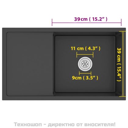 Ръчно изработена кухненска мивка, черна, неръждаема стомана