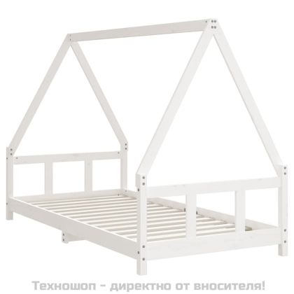 Детска рамка за легло, бяла, 90x190 см, бор масив