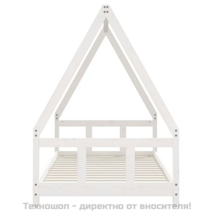 Детска рамка за легло, бяла, 90x190 см, бор масив