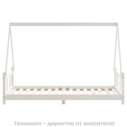 Детска рамка за легло, бяла, 90x190 см, бор масив
