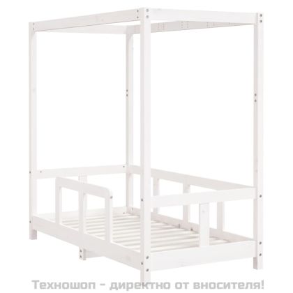 Рамка за детско легло, бяла, 70x140 см, бор масив