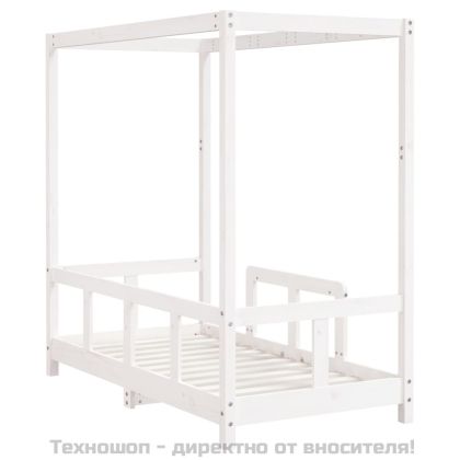 Рамка за детско легло, бяла, 70x140 см, бор масив