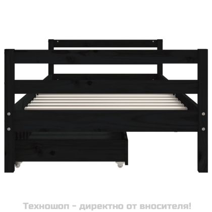 Рамка за детско легло с чекмеджета, черно, 80x200 см, чам масив