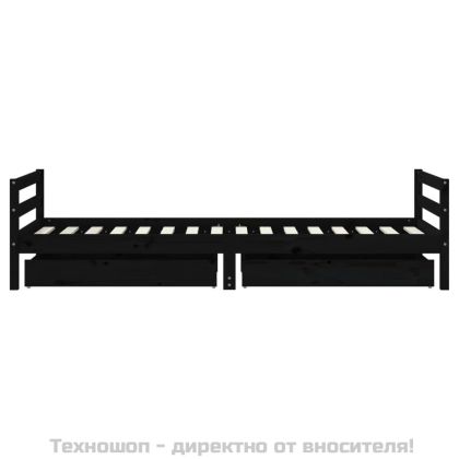 Рамка за детско легло с чекмеджета, черно, 80x200 см, чам масив