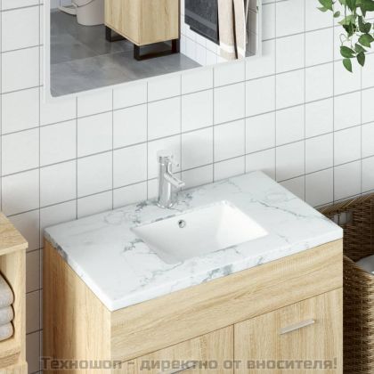 Мивка за баня, бяла, 36,5x32x15,5 см, правоъгълна, керамика