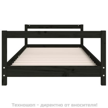 Детска рамка за легло, черна, 90x190 см, бор масив