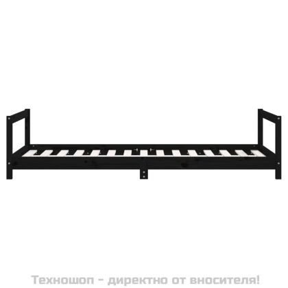 Детска рамка за легло, черна, 90x190 см, бор масив