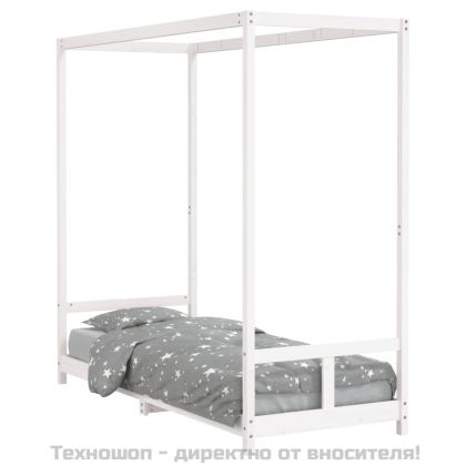 Рамка за детско легло бяла 80x200 см масивна чамова дървесина