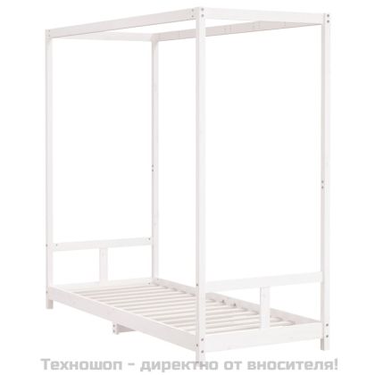 Рамка за детско легло бяла 80x200 см масивна чамова дървесина