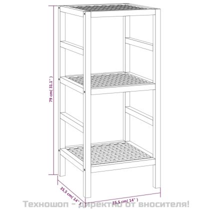Етажерка за баня, 35,5x35,5x79 см, орехово дърво масив