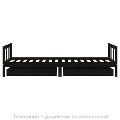 Рамка за детско легло с чекмеджета черна 90x200 см бор масив