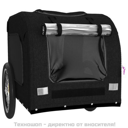 Ремарке за колело за любимци черно Оксфорд плат и желязо