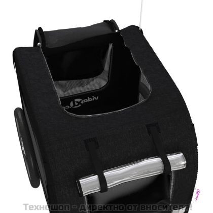 Ремарке за колело за любимци черно Оксфорд плат и желязо