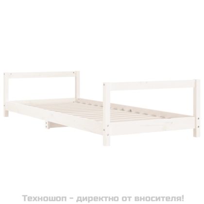 Детска рамка за легло, бяла, 90x190 см, бор масив
