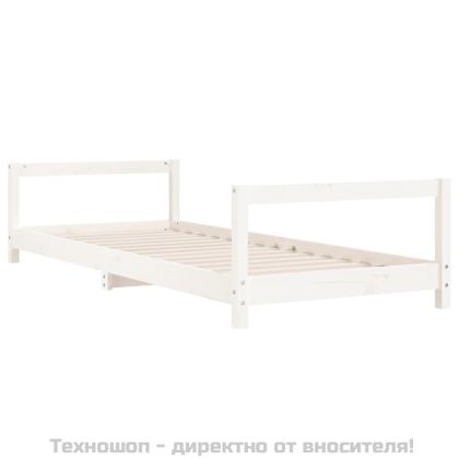 Детска рамка за легло, бяла, 90x190 см, бор масив