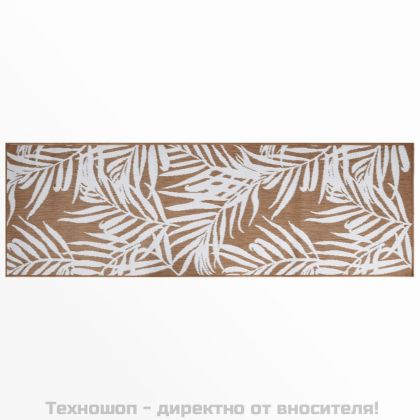 Килим за открито, кафяво и бяло, 80x250 см, дизайн с две лица