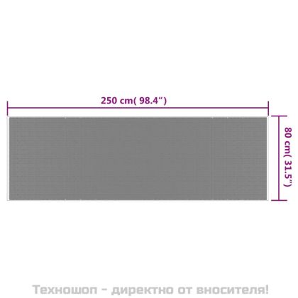 Килим за открито, кафяво и бяло, 80x250 см, дизайн с две лица