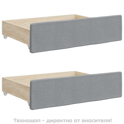 Чекмеджета за легло, 2 бр, светлосиви, инженерно дърво и плат