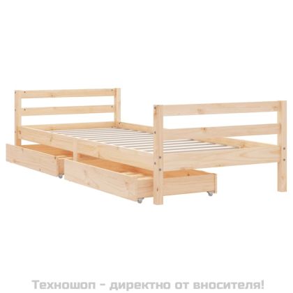 Детска рамка за легло с чекмеджета, 90x190 см, бор масив