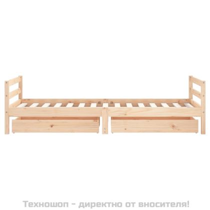 Детска рамка за легло с чекмеджета, 90x190 см, бор масив