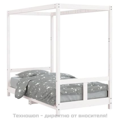 Детска рамка за легло бяла 80x160 см масивна борова дървесина