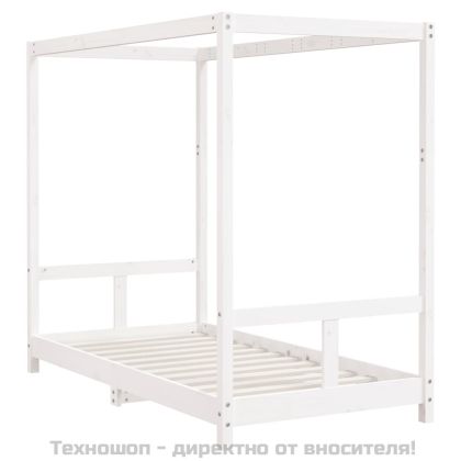 Детска рамка за легло бяла 80x160 см масивна борова дървесина
