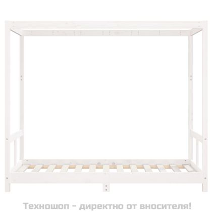 Детска рамка за легло бяла 80x160 см масивна борова дървесина