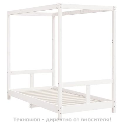 Детска рамка за легло бяла 80x160 см масивна борова дървесина