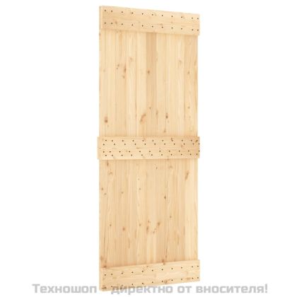 Плъзгаща врата с монтажни части, 85x210 см, борово дърво масив