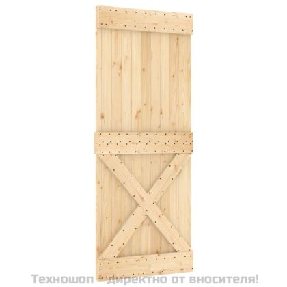 Плъзгаща врата с монтажни части, 85x210 см, борово дърво масив