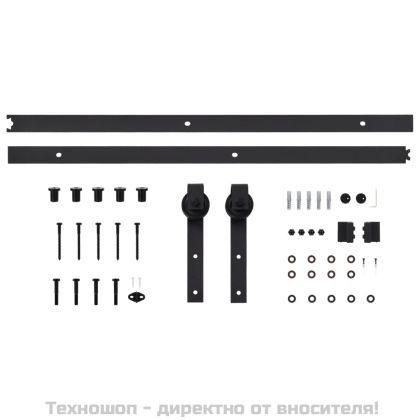 Плъзгаща врата с монтажни части, 85x210 см, борово дърво масив