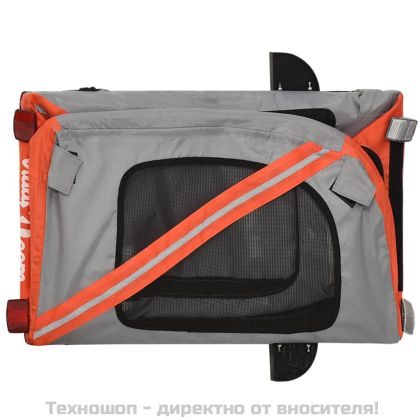 Ремарке за колело за любимци оранжев и сив Оксфорд плат желязо