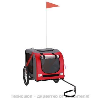 Ремарке за колело за любимци червен и сив Оксфорд плат и желязо