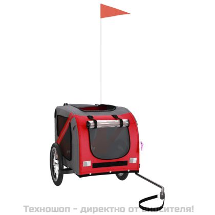 Ремарке за колело за любимци червен и сив Оксфорд плат и желязо