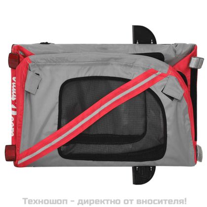 Ремарке за колело за любимци червен и сив Оксфорд плат и желязо