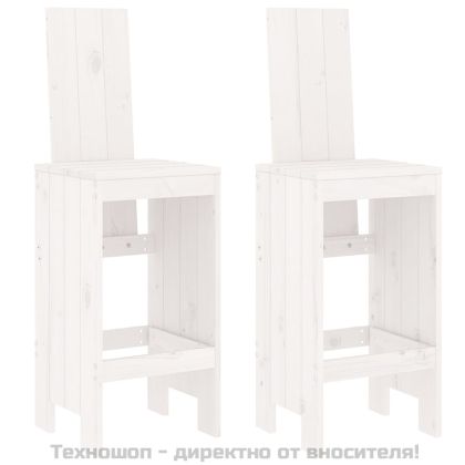 Бар табуретки, 2 бр, бели, 40x42x120 см, борово дърво масив