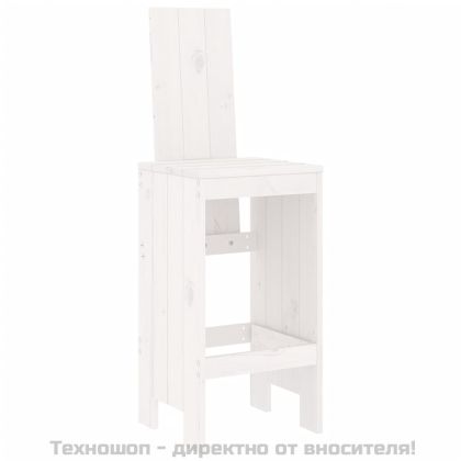 Бар табуретки, 2 бр, бели, 40x42x120 см, борово дърво масив