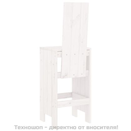 Бар табуретки, 2 бр, бели, 40x42x120 см, борово дърво масив