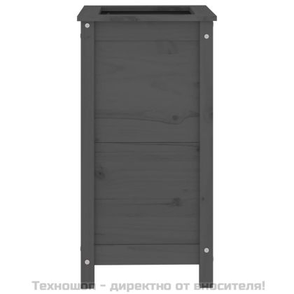 Градински сандък, сив, 40x40x78 см, масивна борова дървесина