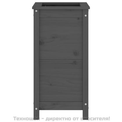 Градински сандък, сив, 40x40x78 см, масивна борова дървесина