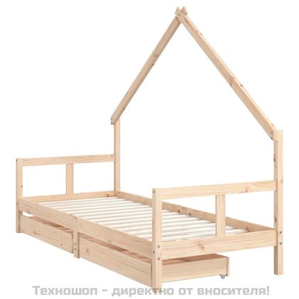 Рамка за детско легло с чекмеджета, 80x200 см, чам масив