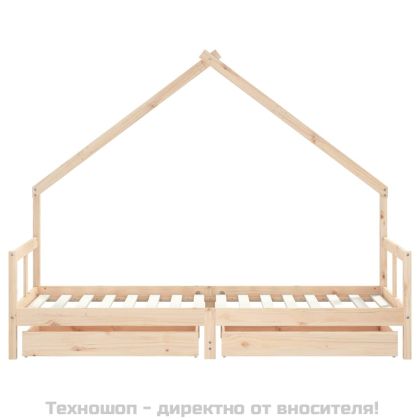 Рамка за детско легло с чекмеджета, 80x200 см, чам масив