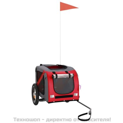 Ремарке за колело за любимци червен и сив Оксфорд плат и желязо