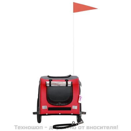 Ремарке за колело за любимци червен и сив Оксфорд плат и желязо