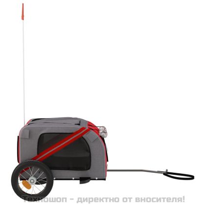 Ремарке за колело за любимци червен и сив Оксфорд плат и желязо