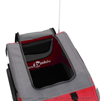 Ремарке за колело за любимци червен и сив Оксфорд плат и желязо